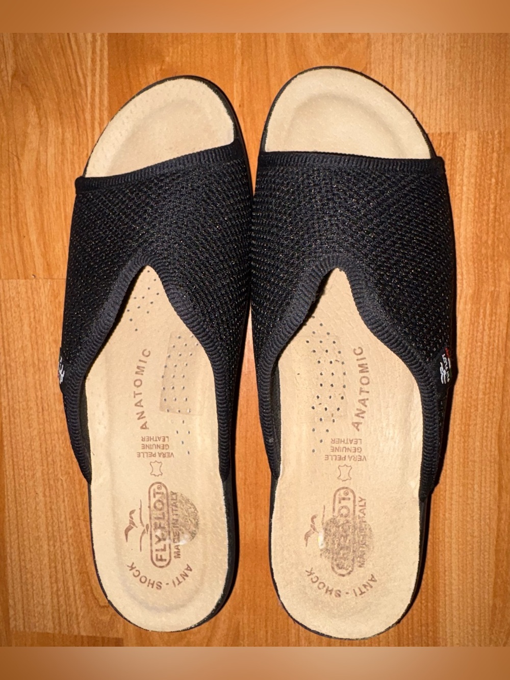 Fly Flot comfort Black Mesh Slip-On Sandals